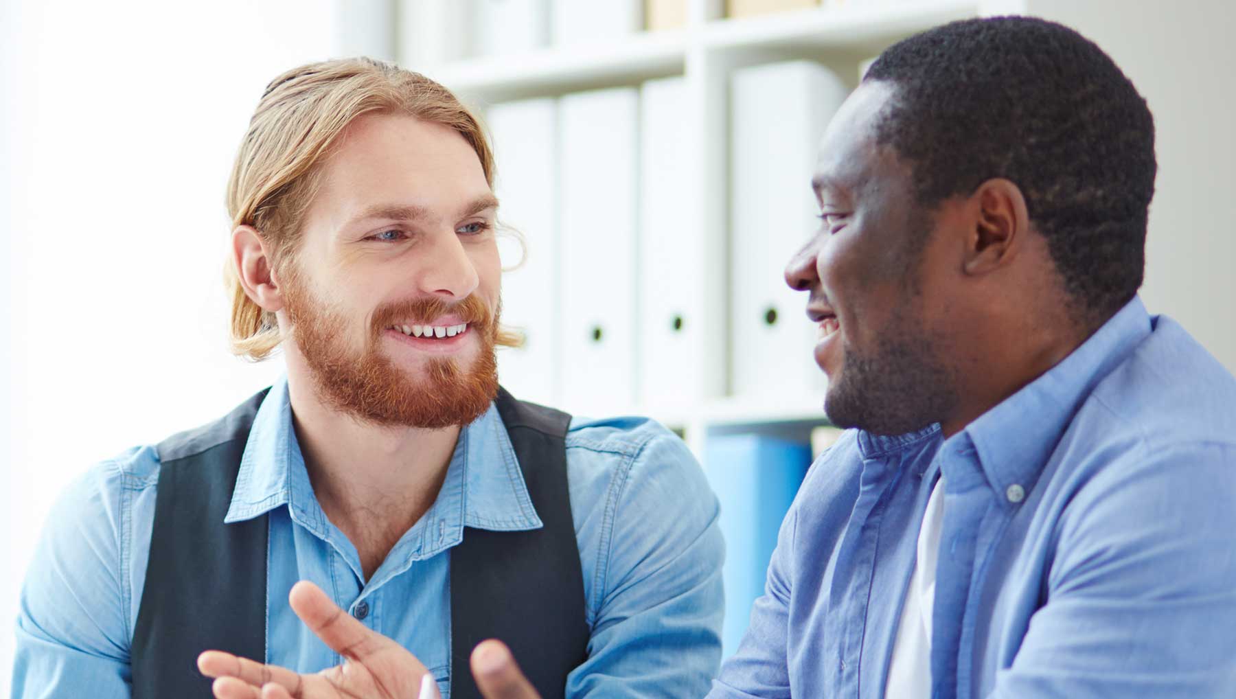 two men engaged and enjoying themselves